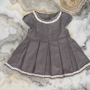 Tahari Gray Kids Dress with White Trim